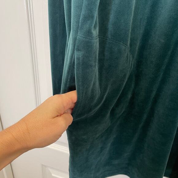 Anthropologie Saturday Sunday Rosalind Velvet Tunic Dress Teal Green Pockets S - Picture 4 of 7